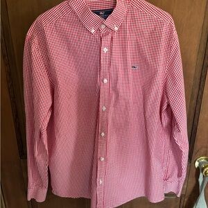 100% Cotton Men's Red Checkered Vineyard Vines Button-Down Shirt